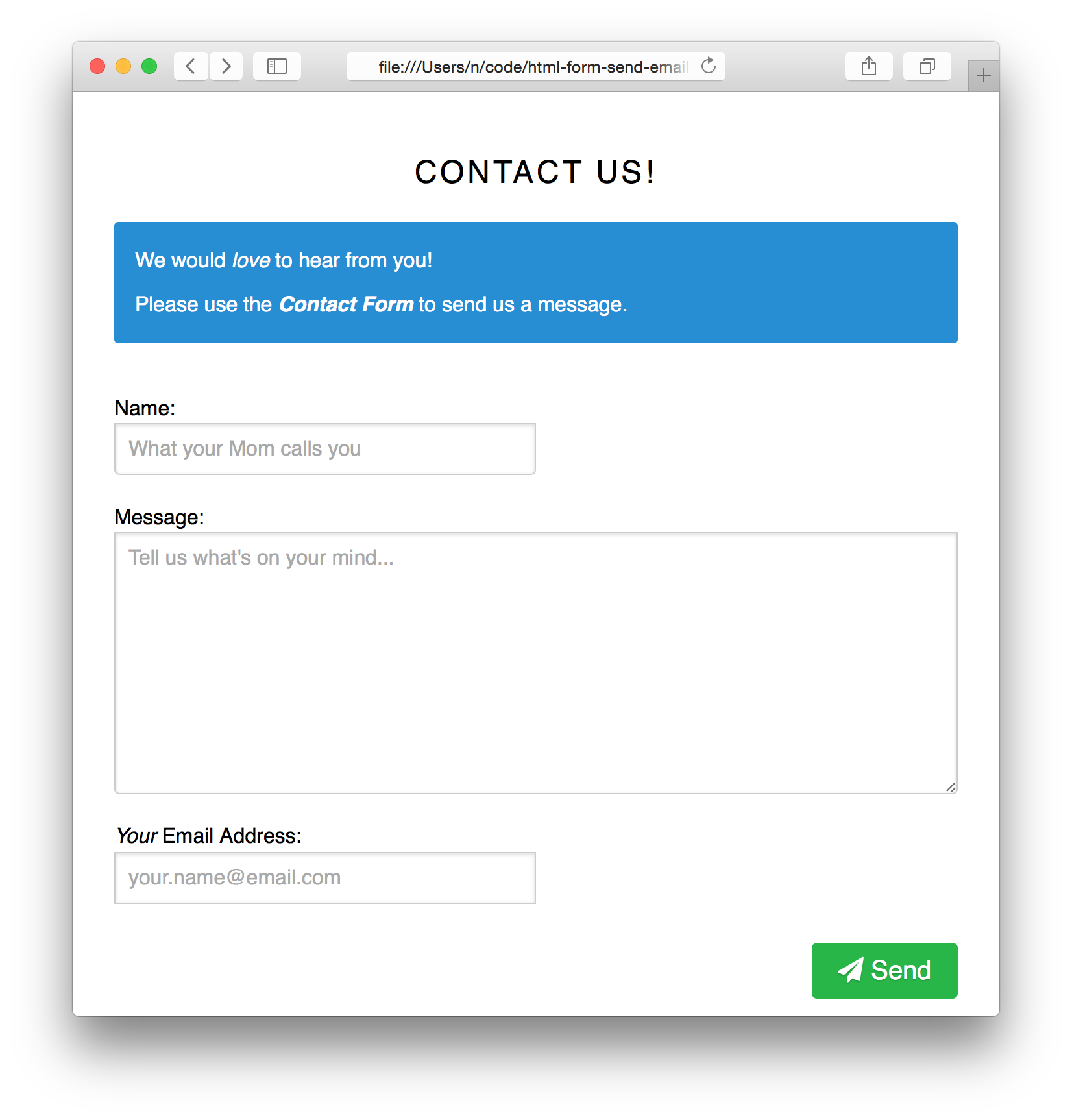 Free Html Email Form Download